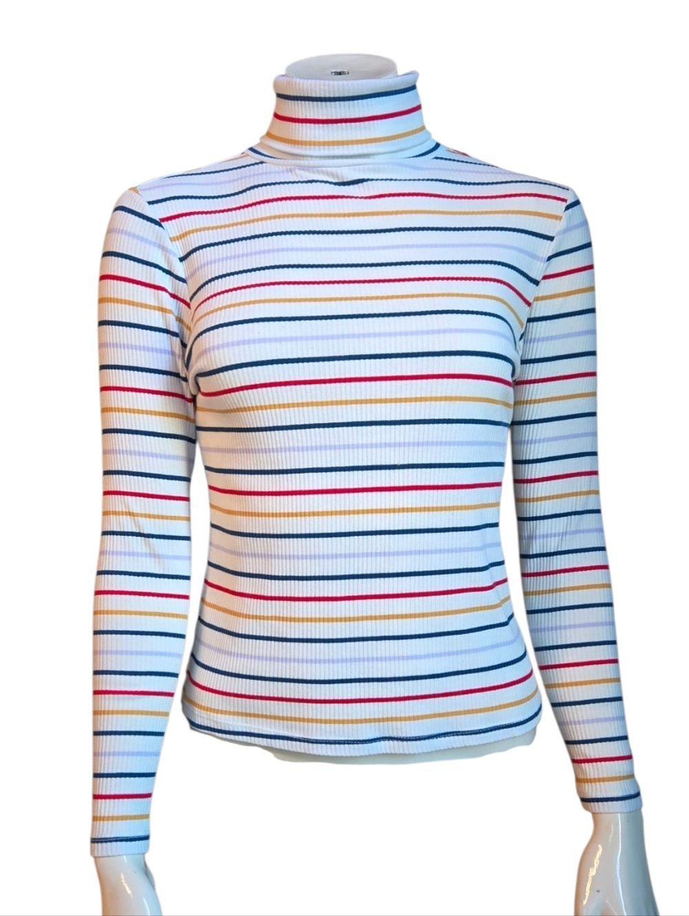 Size Small Women's Old Navy Striped Turtleneck - Picture 2 of 4